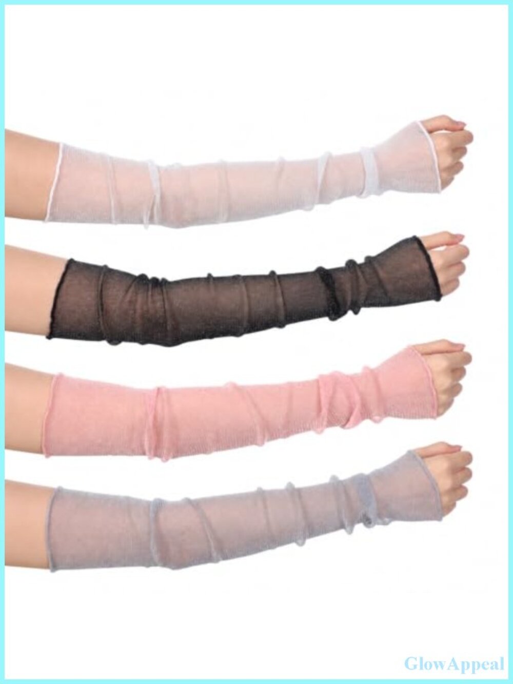 Women's Lace Gloves Mesh Sheer Arm Sleeves UV Protection Fingerless 4 Pack